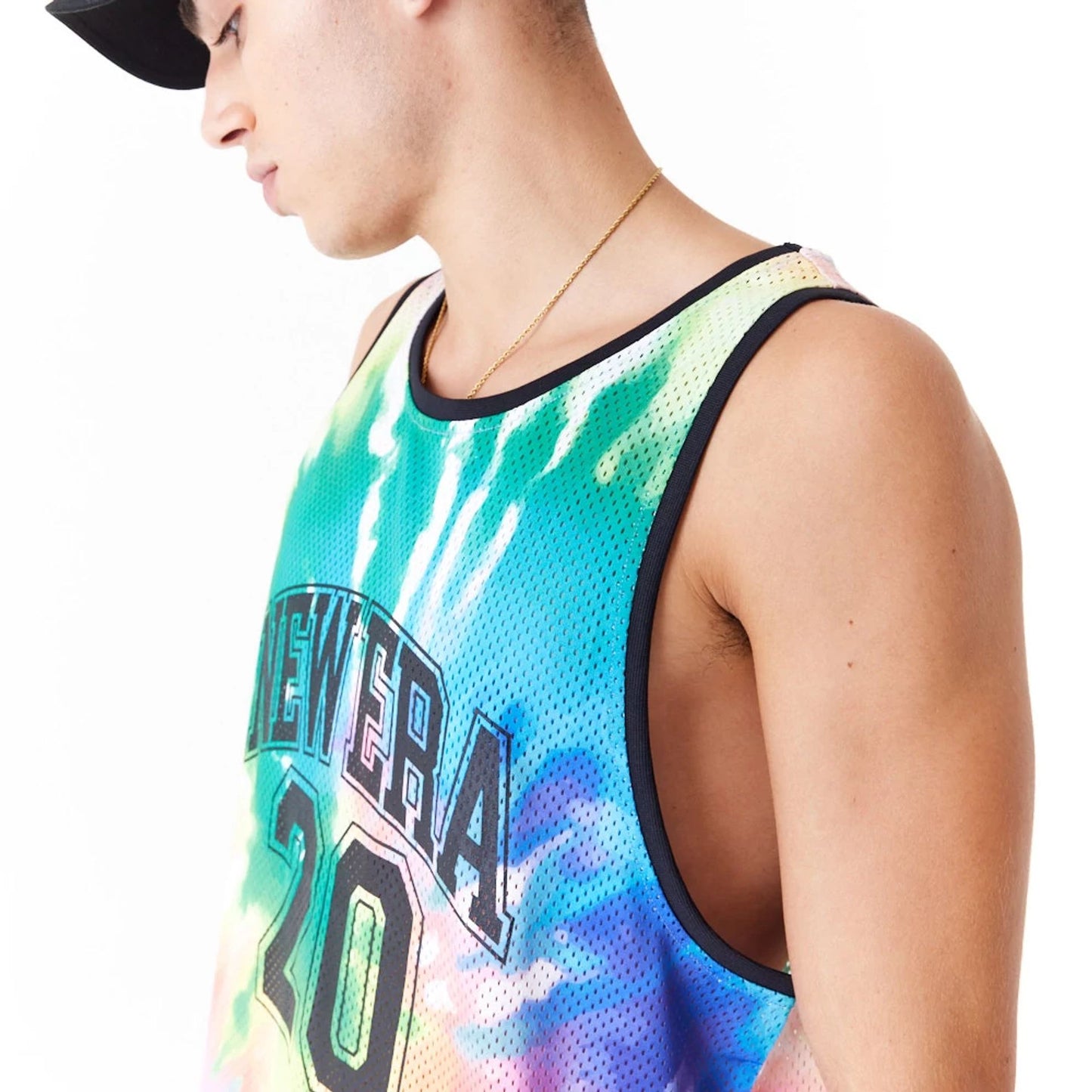 The Male model is wearing New Era Tie Dye Multi-Coloured Tank Top 6