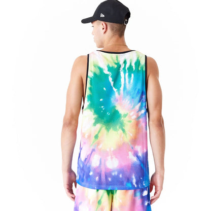 The Male model is wearing New Era Tie Dye Multi-Coloured Tank Top 8