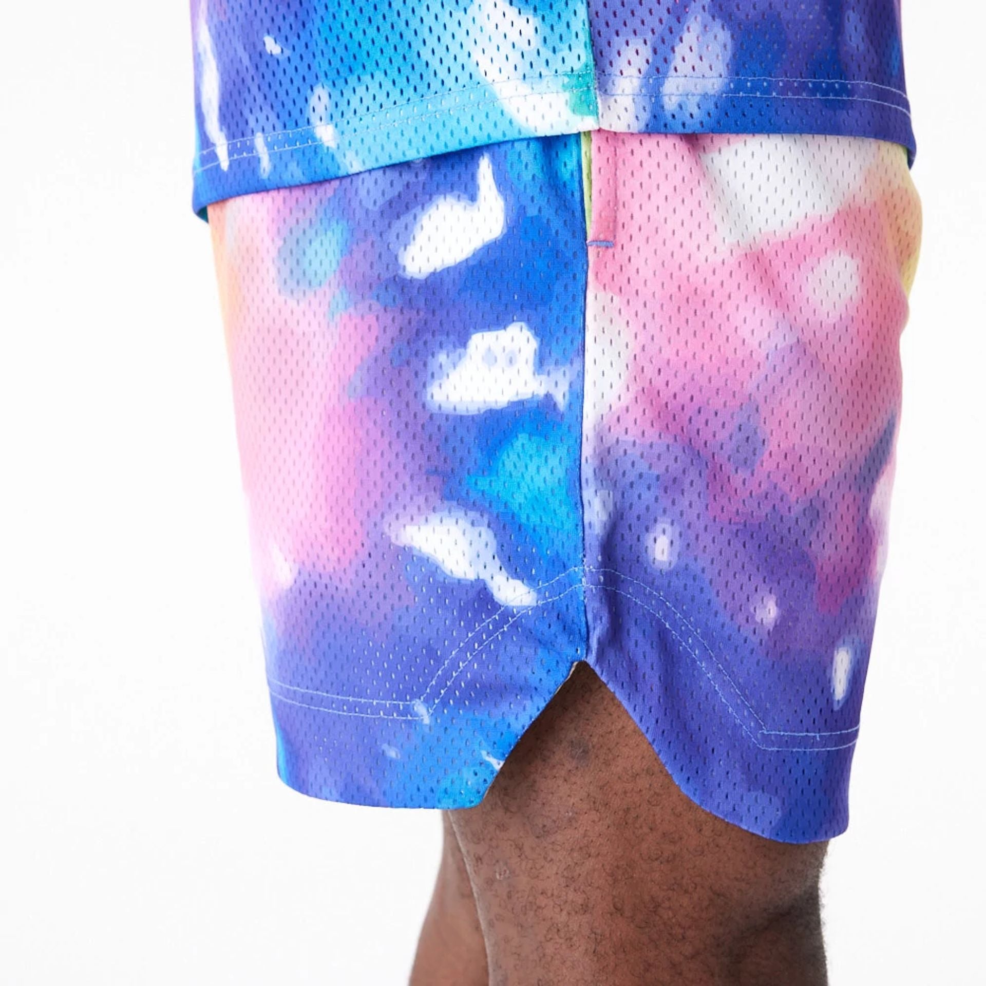 The Male model is wearing New Era Tie Dye Multi-Coloured Shorts 7