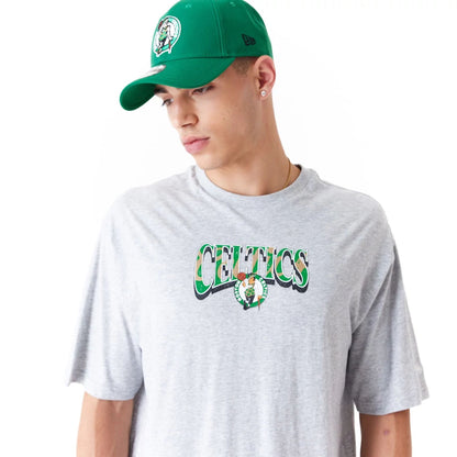 The Male model is wearing Boston Celtics NBA Championship Grey Oversized T-Shirt 5