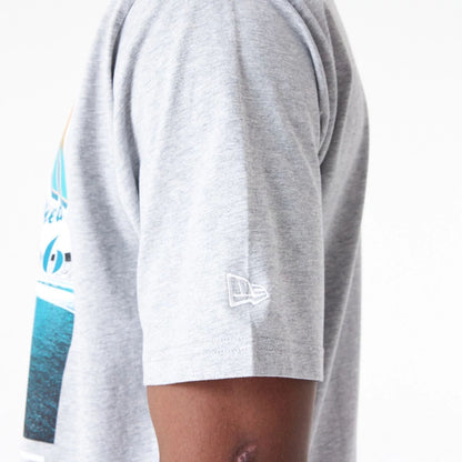 The Male model is wearing Miami Dolphins NFL Team Graphic Grey Oversized T-Shirt 5