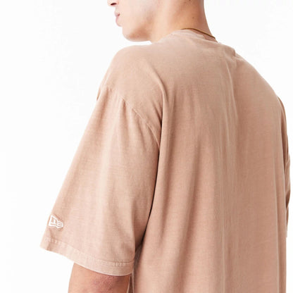 The Male model is wearing New Era Washed Orange Oversized T-Shirt 8