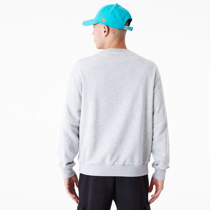 The Male model is wearing Miami Dolphins NFL Wordmark Grey Oversized Crew Neck Sweatshirt 3