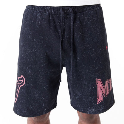 The Male model is wearing Miami Heat NBA Washed Black Shorts 5