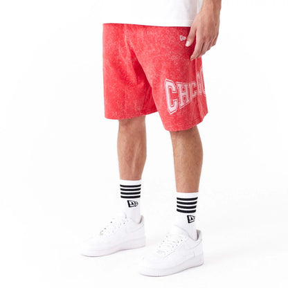 The Male model is wearing Chicago Bulls NBA Washed Red Shorts 1