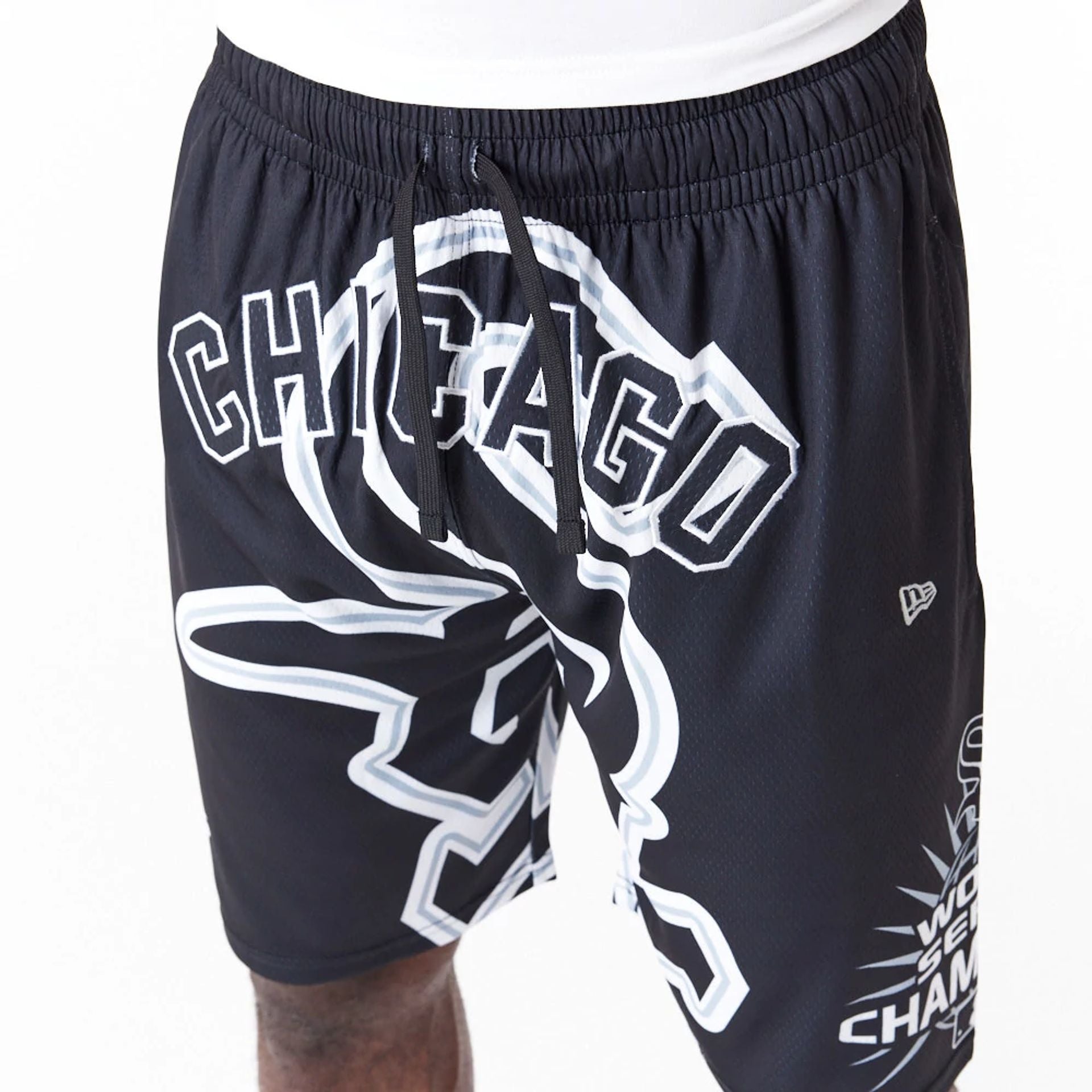 The Male model is wearing Chicago White Sox MLB Large Logo Black Shorts 7