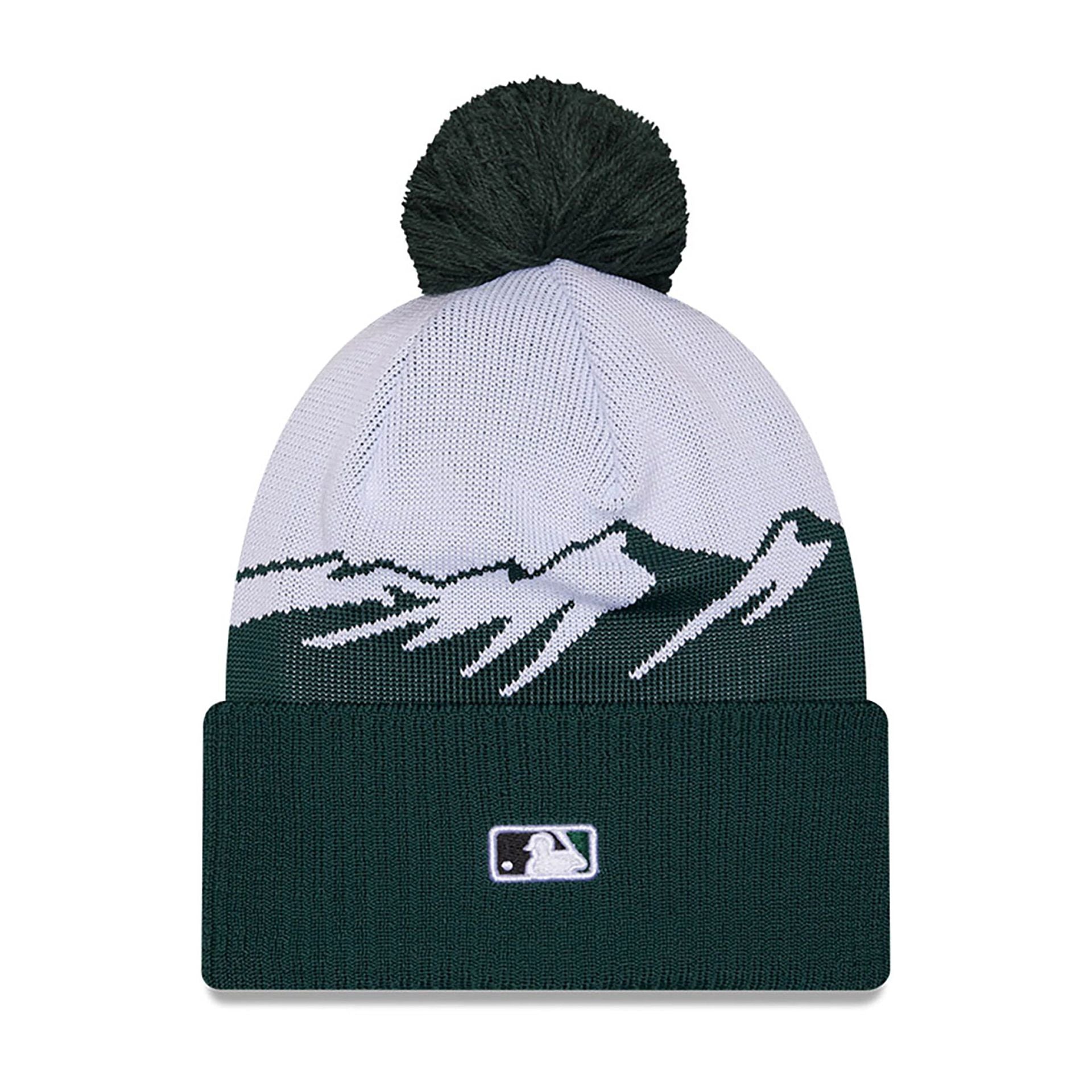 This is a Colorado Rockies City Connect Dark Green Bobble Knit Beanie Hat 2