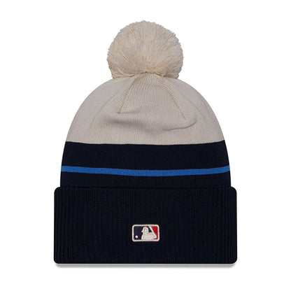 This is a LA Dodgers City Connect Navy Bobble Knit Beanie Hat 2