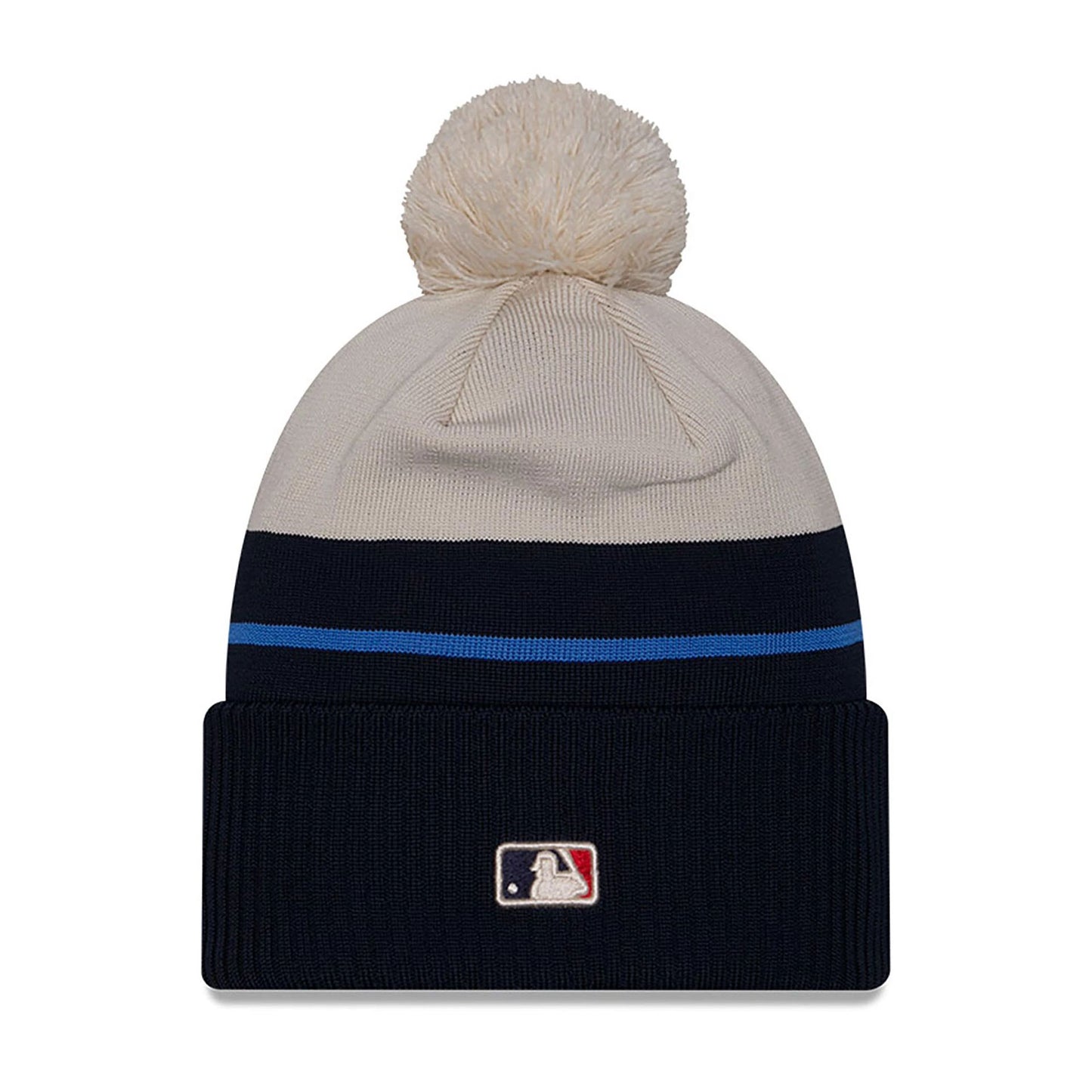 This is a LA Dodgers City Connect Navy Bobble Knit Beanie Hat 2