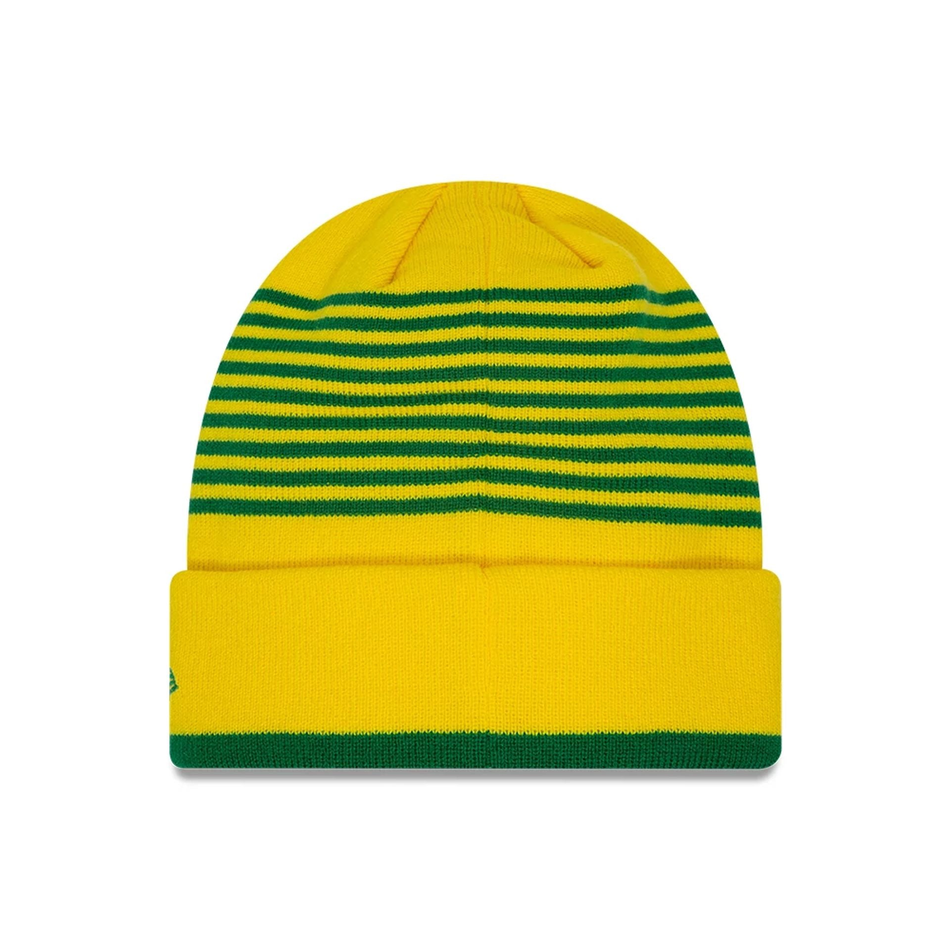 This is a Celtic FC Retro Pack Yellow Cuff Knit Beanie Hat 2