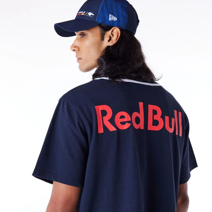 The Male model is wearing Red Bull Sim Racing Navy Baseball Jersey 5