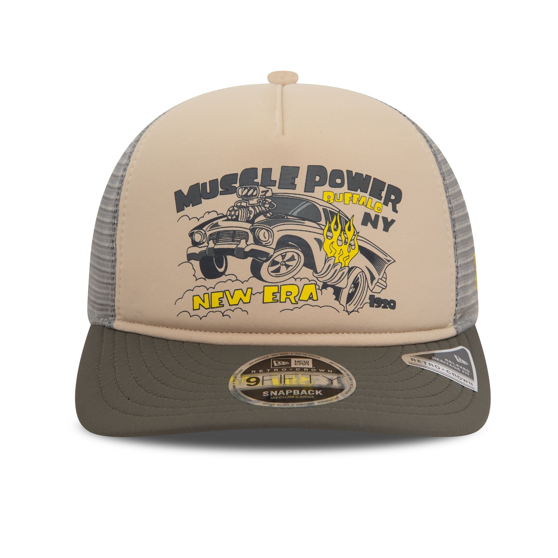 This is a New Era American Muscle Power Grey 9FIFTY Retro Crown A-Frame Cap 2