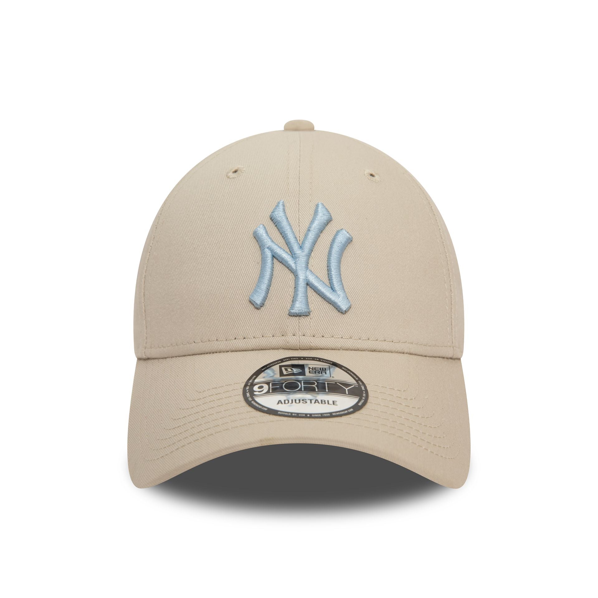 This is a New York Yankees Logo League Essential Light Beige 9FORTY Adjustable Cap 2