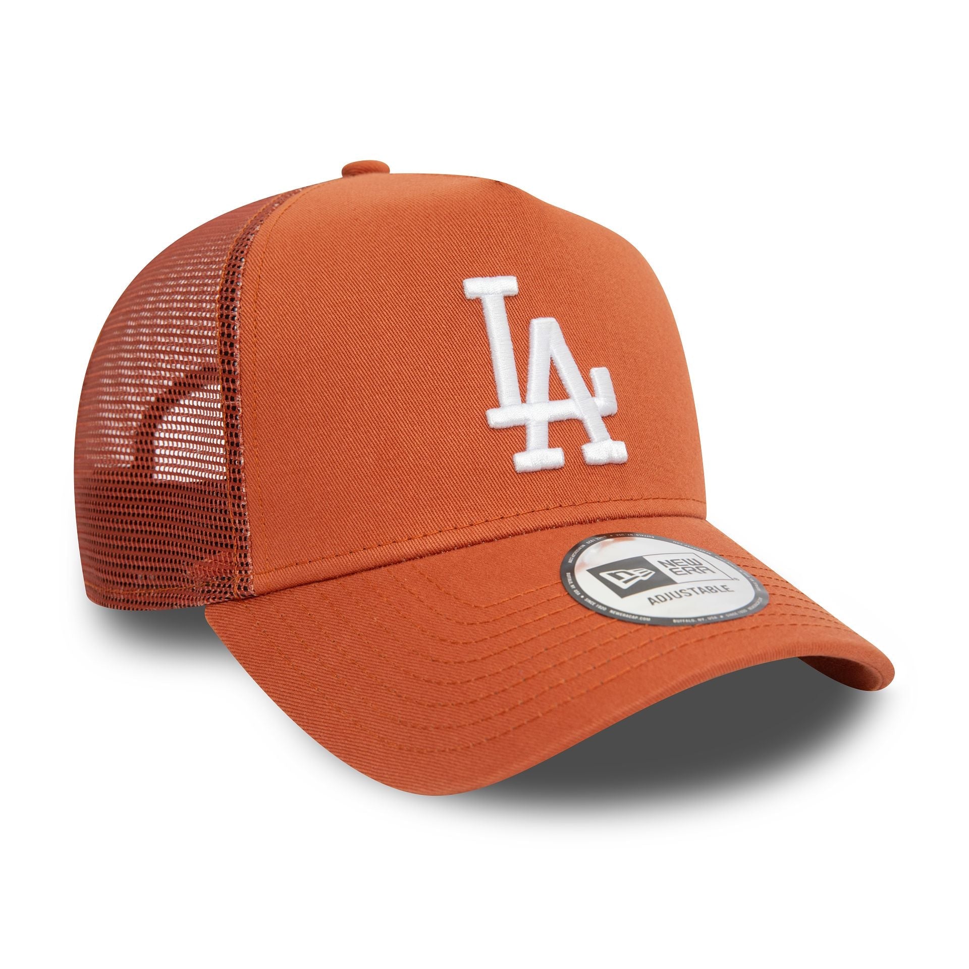 This is a LA Dodgers League Essential Brown A-Frame Trucker Cap 3