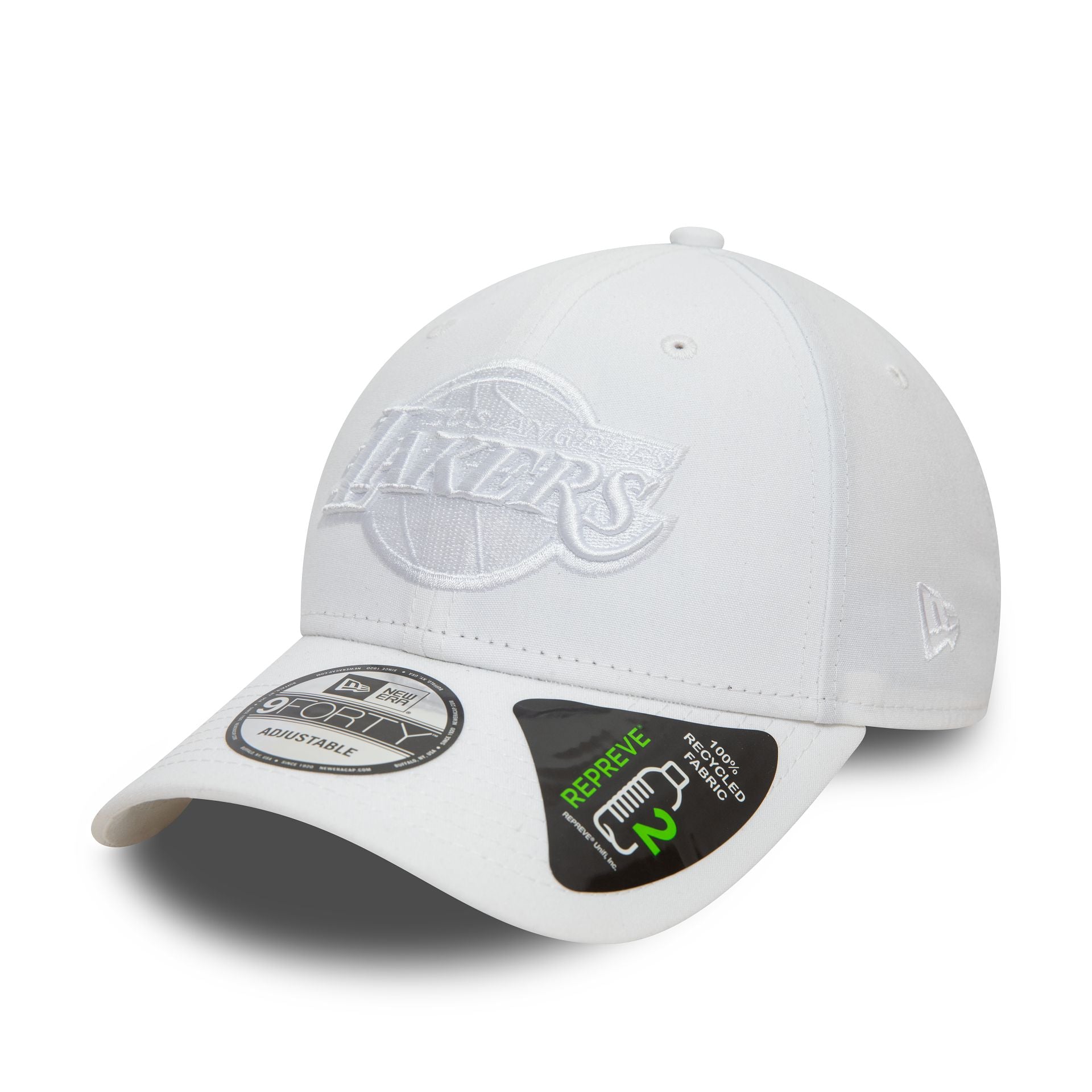 This is a LA Lakers Repreve Outline White 9FORTY Adjustable Cap 1