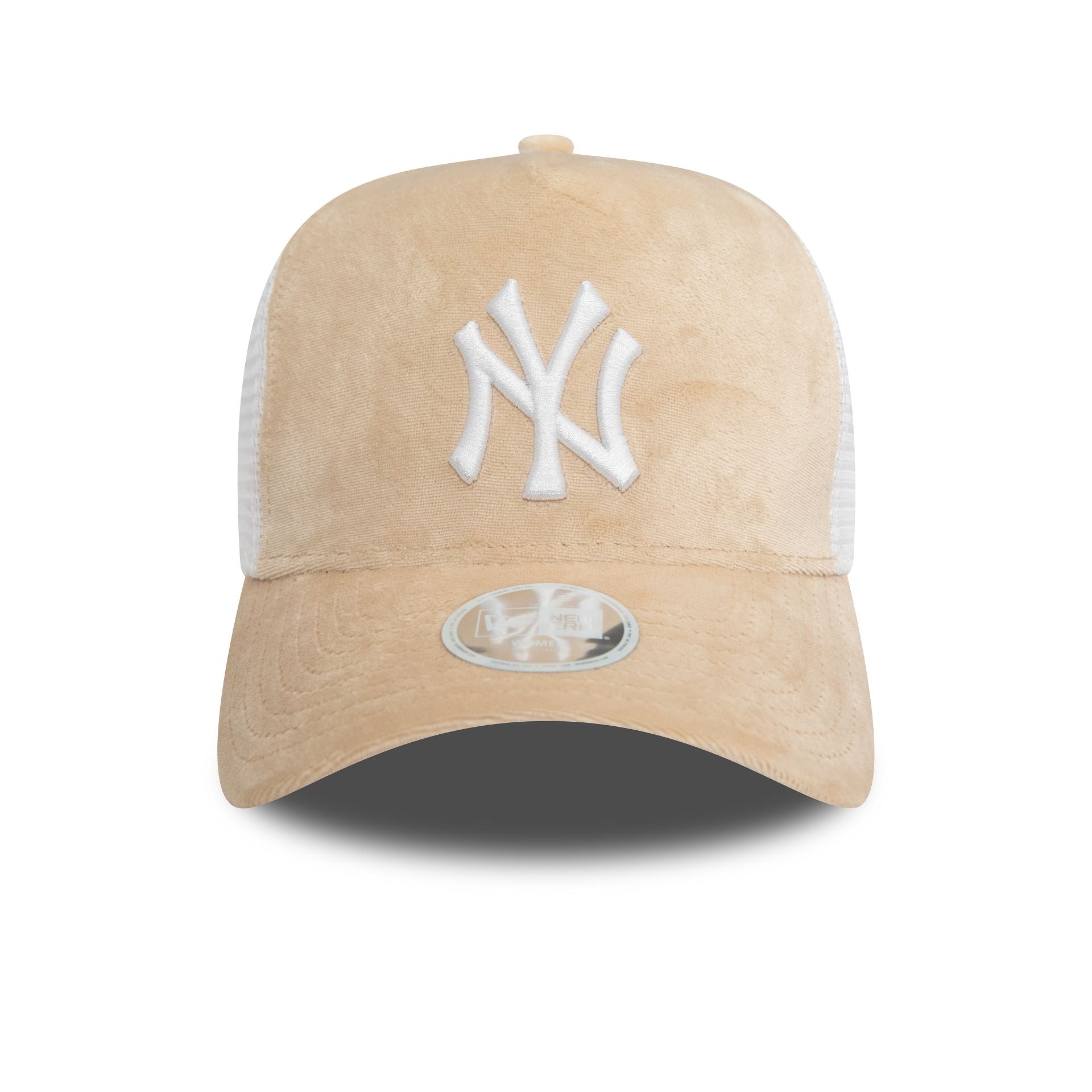 This is a New York Yankees Womens Velour Stone A-Frame Trucker Cap 2