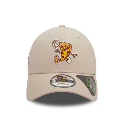 This is a New Era Basketball Pizza Repreve Light Beige 9FORTY Adjustable Cap 2