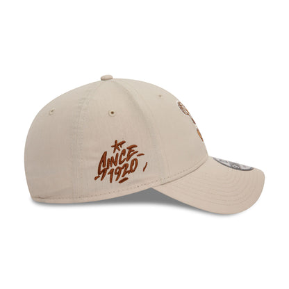 This is a New Era Basketball Pizza Repreve Light Beige 9FORTY Adjustable Cap 6