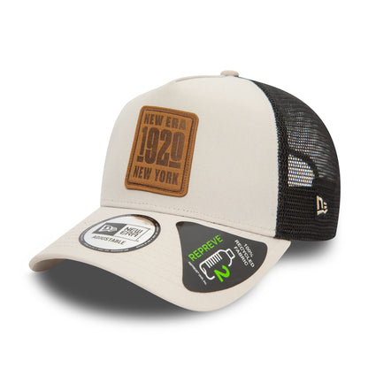 This is a New Era Repreve Stone A-Frame Trucker Cap 4