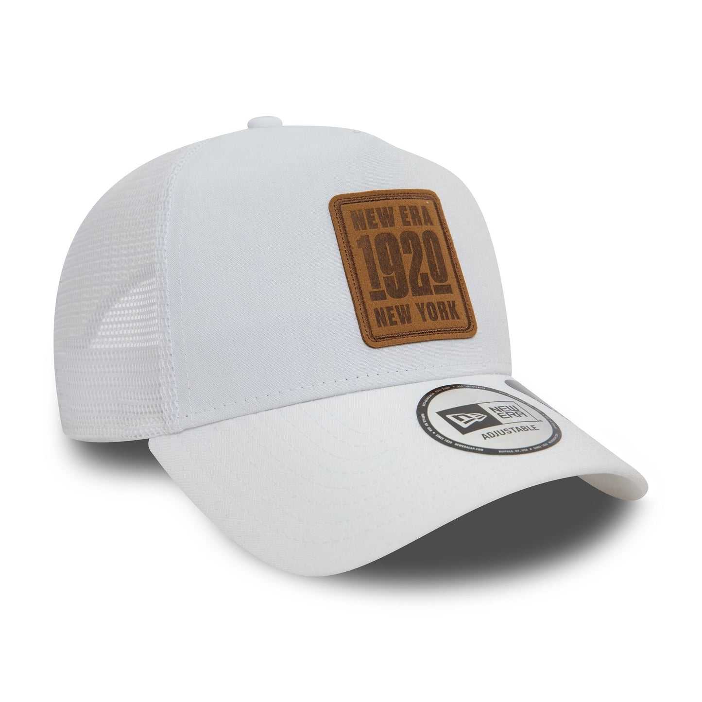 This is a New Era Repreve White A-Frame Trucker Cap 3