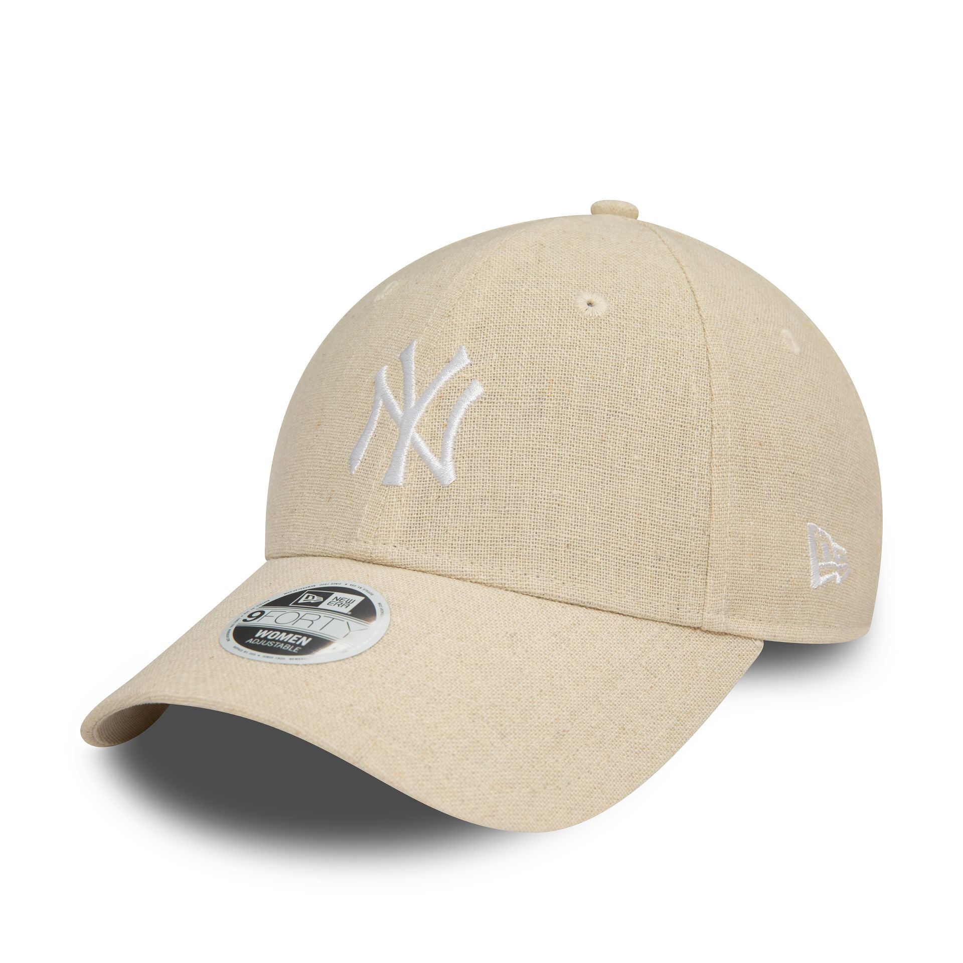 This is a New York Yankees Womens MLB Linen Stone 9FORTY Adjustable Cap 1