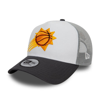 This is a Phoenix Suns NBA Dark Grey 9FORTY A-Frame Trucker Cap 1