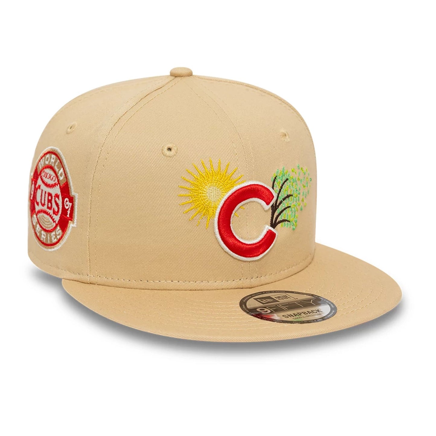 This is a Chicago Cubs MLB Summer Icon Light Beige 9FIFTY Snapback Cap 3