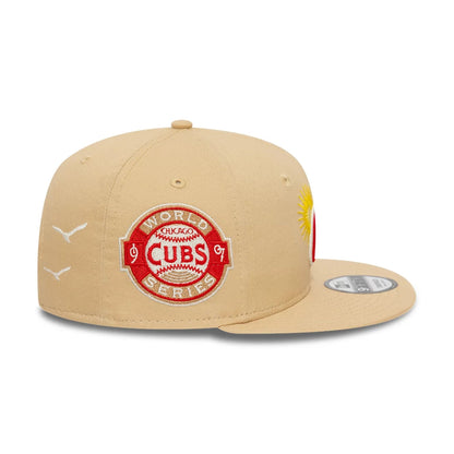 This is a Chicago Cubs MLB Summer Icon Light Beige 9FIFTY Snapback Cap 7