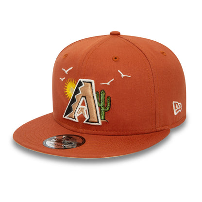 This is a Arizona Diamondbacks MLB Summer Icon Brown 9FIFTY Snapback Cap 1