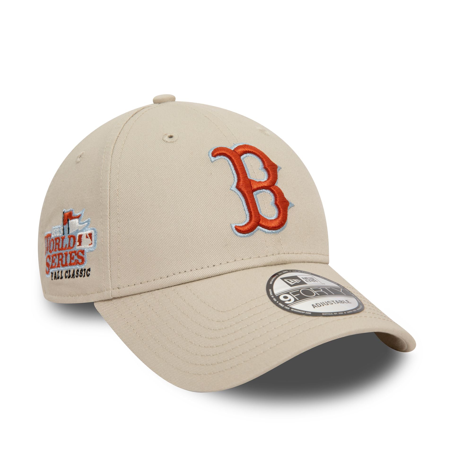 This is a Boston Red Sox MLB Patch Light Beige 9FORTY Adjustable Cap 1