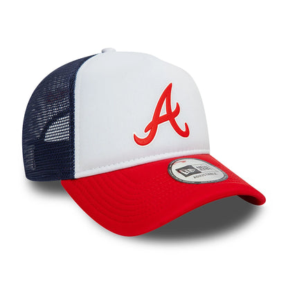 This is a Atlanta Braves MLB Logo Red A-Frame Trucker Cap 3