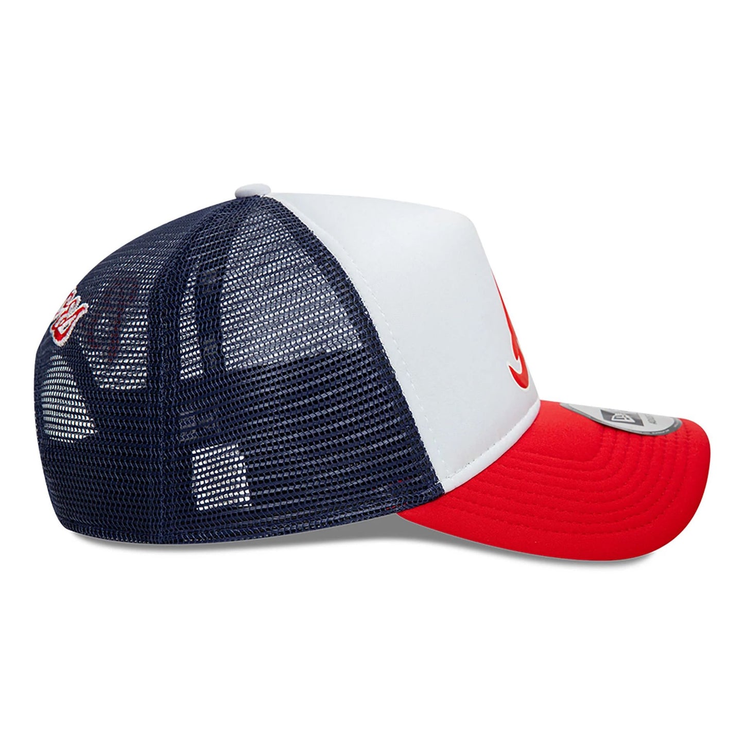 This is a Atlanta Braves MLB Logo Red A-Frame Trucker Cap 7