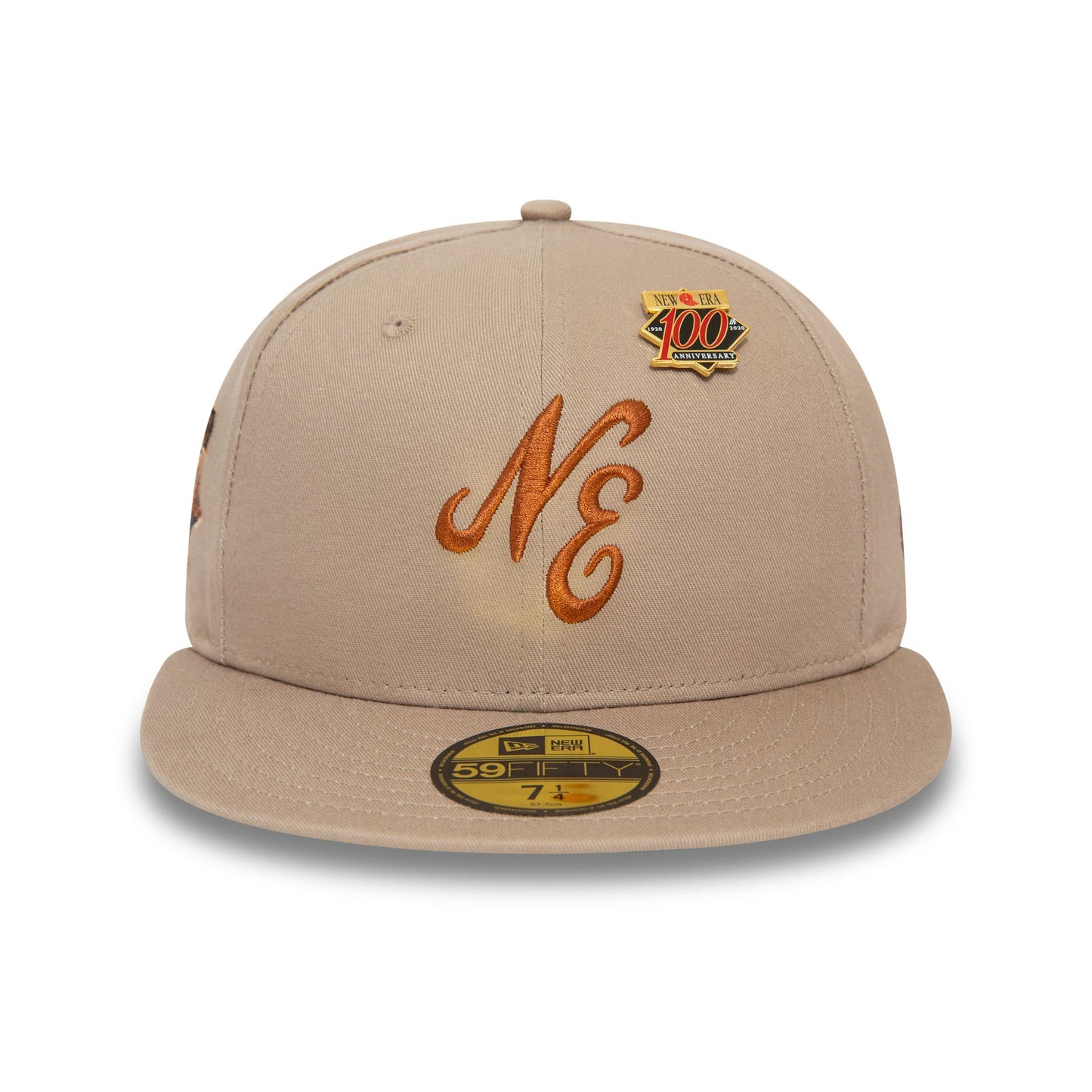 This is a New Era Script Beige 59FIFTY Fitted Cap 2