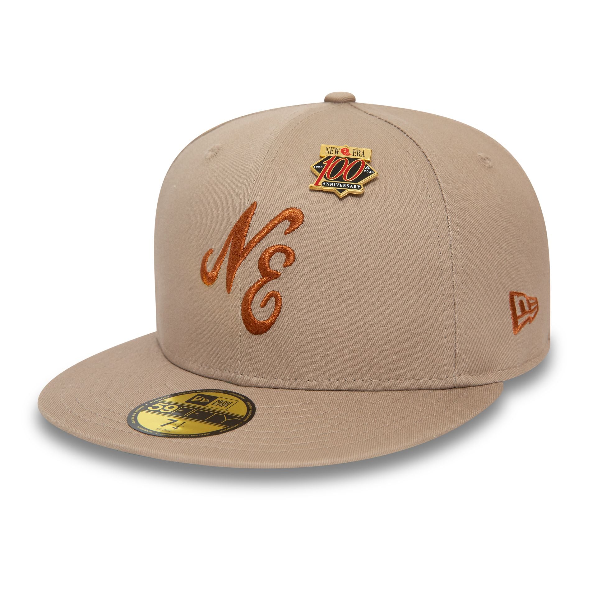 This is a New Era Script Beige 59FIFTY Fitted Cap 1