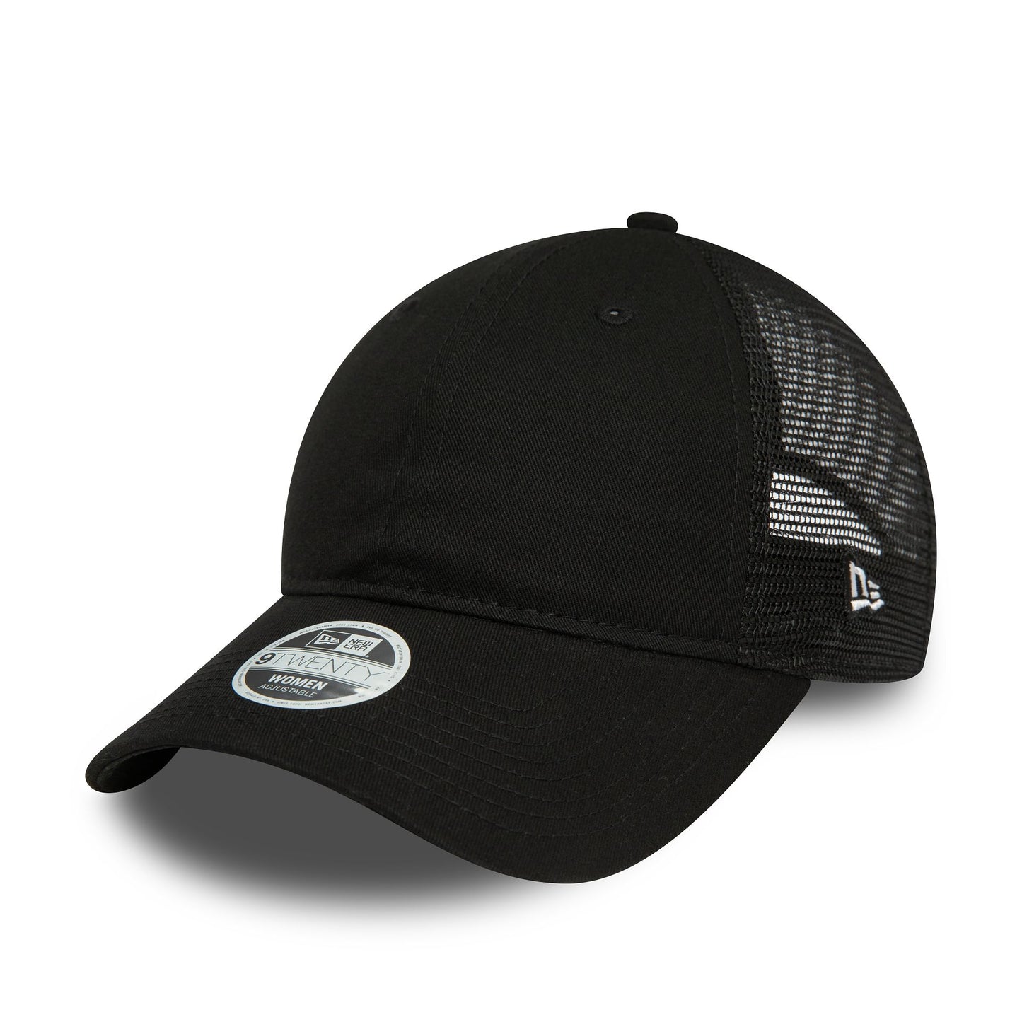 This is a New Era Womens Black 9TWENTY Trucker Cap 1