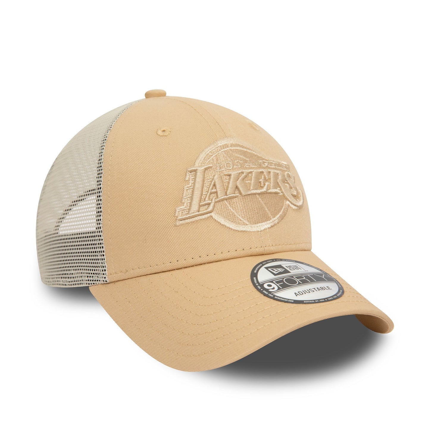 This is a LA Lakers NBA Light Beige 9FORTY Trucker Cap 3