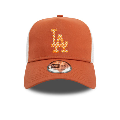 This is a LA Dodgers Seasonal Infill Brown A-Frame Trucker Cap 2