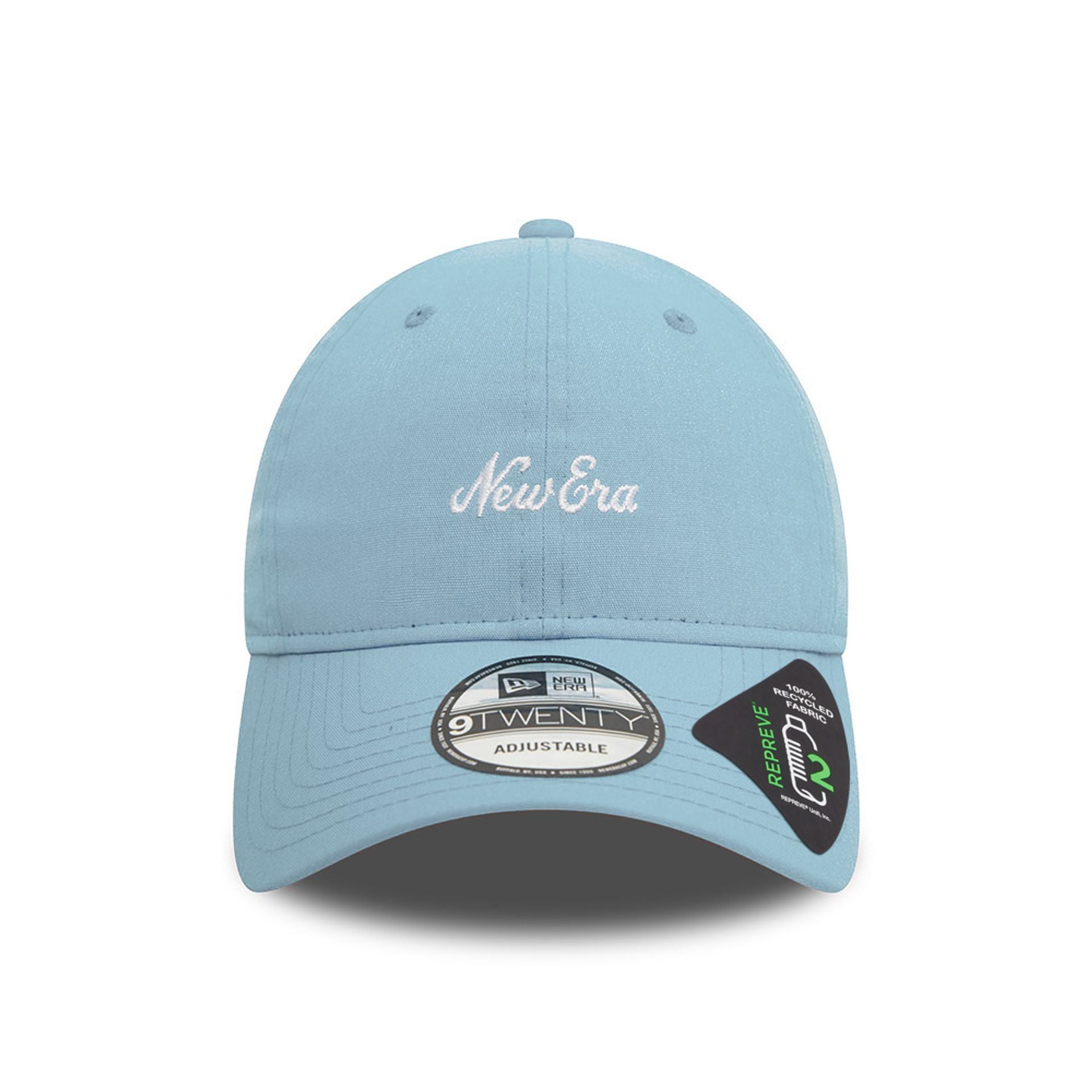 This is a New Era Repreve Heritage Script Pastel Blue 9TWENTY Adjustable Cap 2