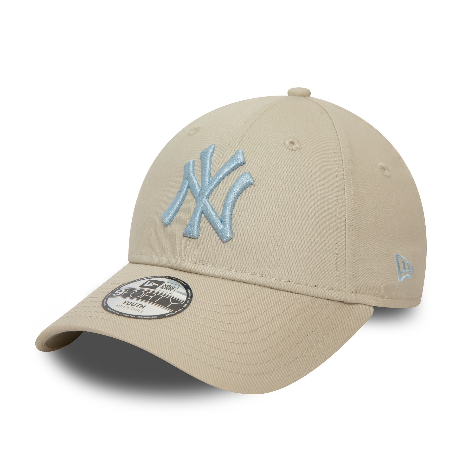 This is a New York Yankees Youth League Essential Light Beige 9FORTY Adjustable Cap 1