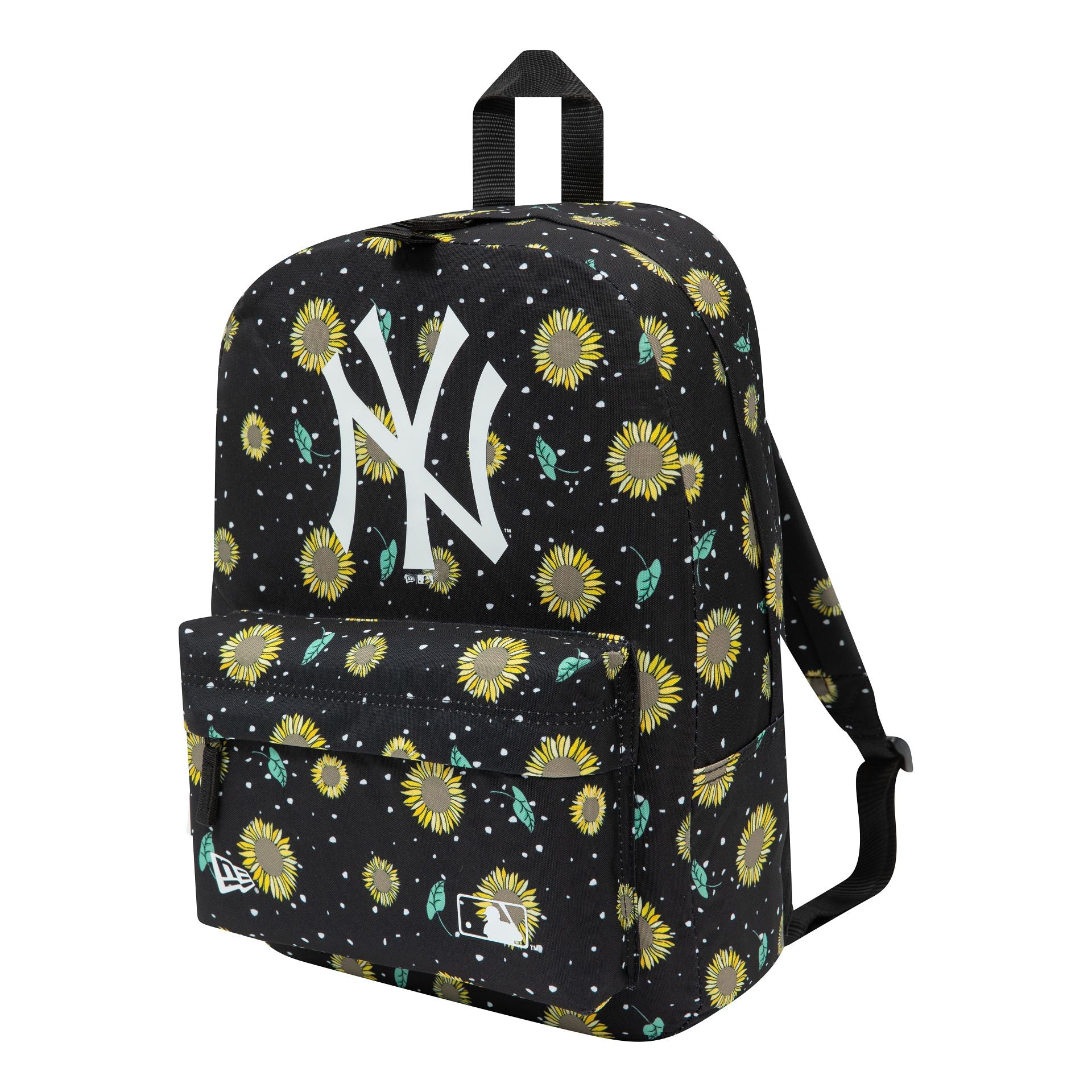 This is a New York Yankees All Over Print Black Stadium Backpack 1