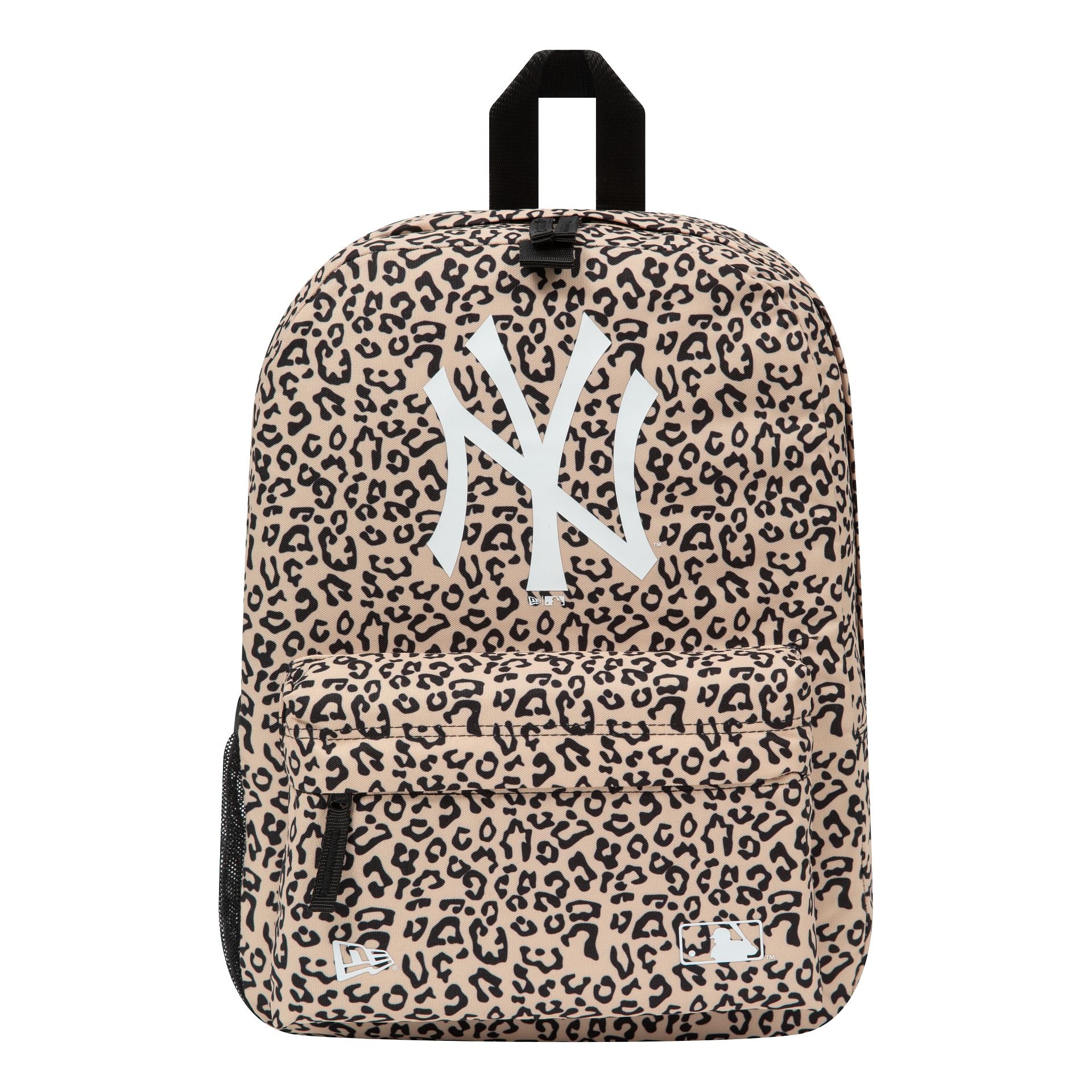 This is a New York Yankees All Over Print Light Beige Stadium Backpack 1