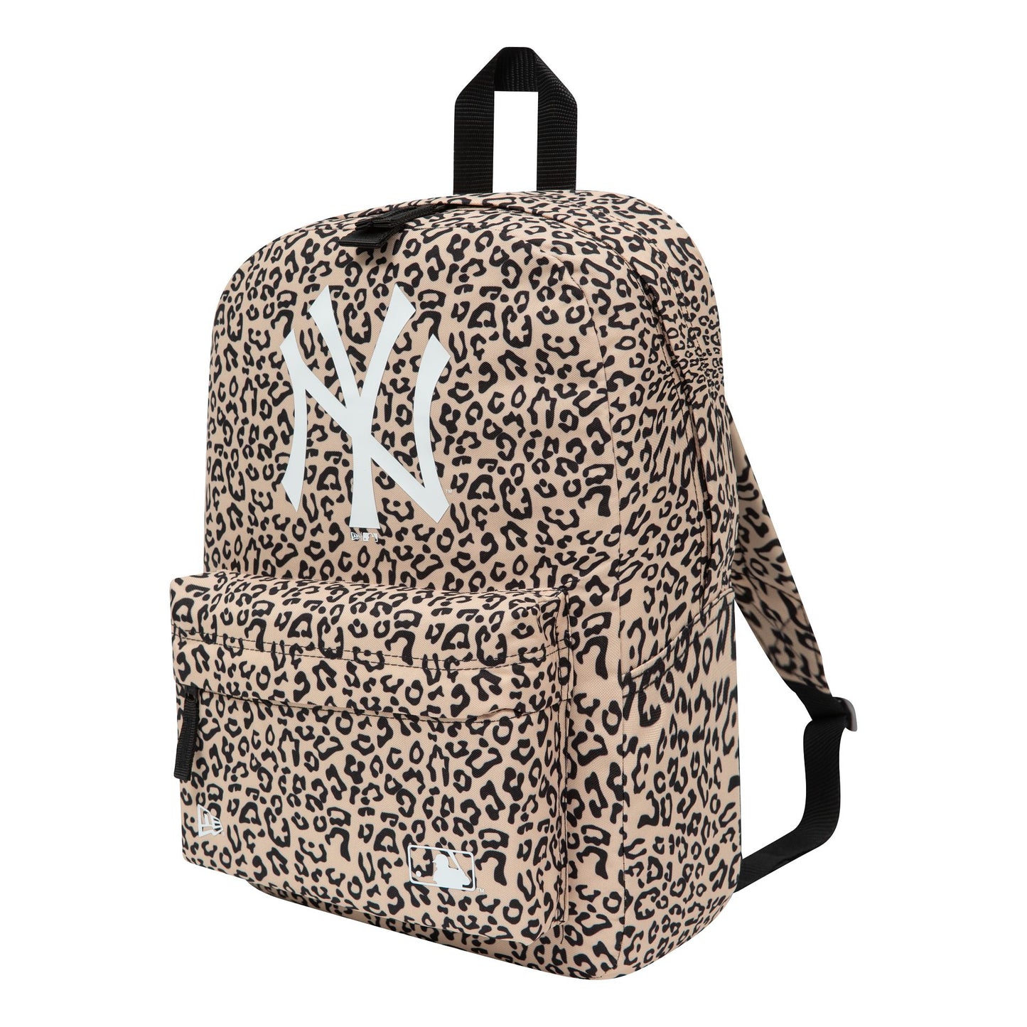 This is a New York Yankees All Over Print Light Beige Stadium Backpack 2