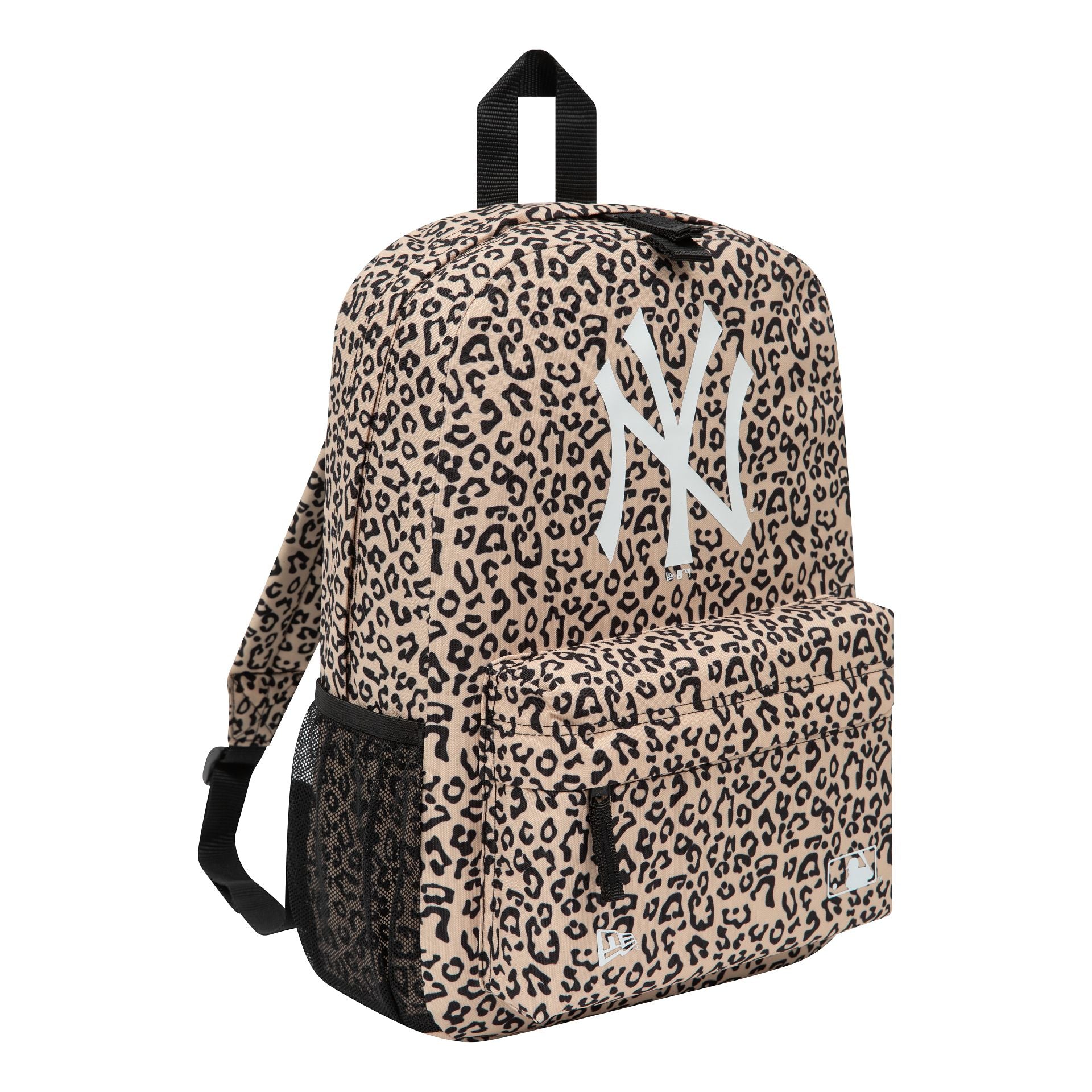 This is a New York Yankees All Over Print Light Beige Stadium Backpack 3