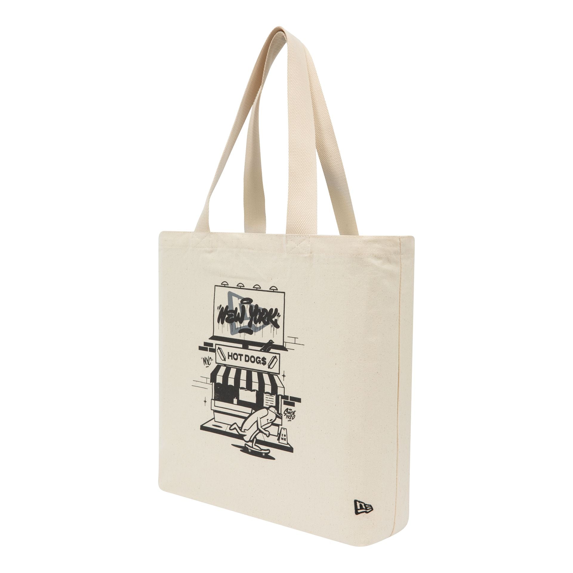 This is a New Era Hot Dog Graphic Stone Tote Bag 2