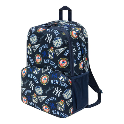 This is a New York Yankees MLB All Over Print Multi Compartment Blue Stadium Backpack 1