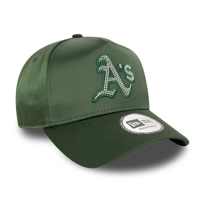 This is a Oakland Athletics MLB Satin Rhinestone Dark Green 9FORTY E-Frame Adjustable Cap 3