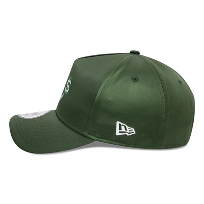 This is a Oakland Athletics MLB Satin Rhinestone Dark Green 9FORTY E-Frame Adjustable Cap 6