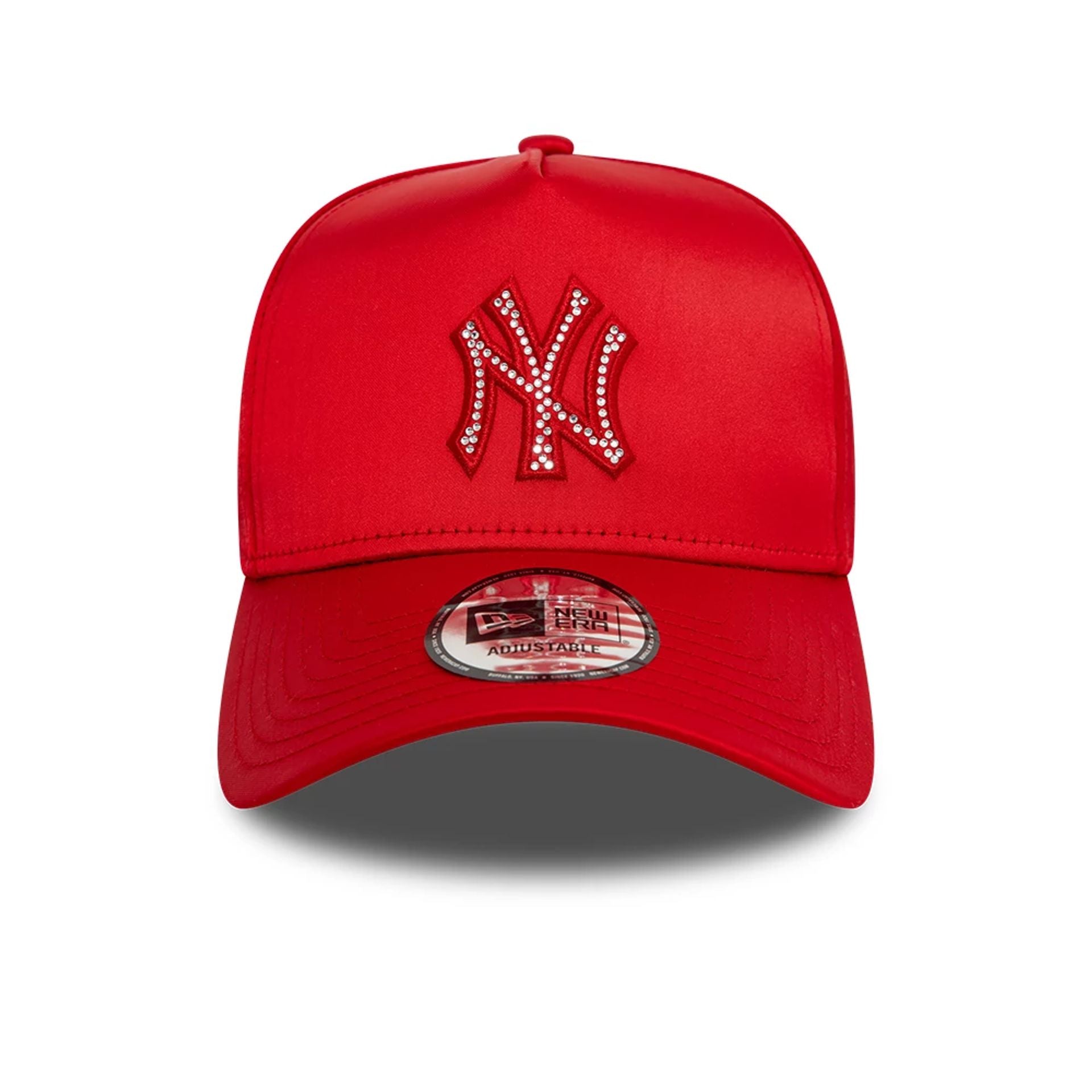 This is a New York Yankees MLB Satin Rhinestone Red 9FORTY E-Frame Adjustable Cap 2