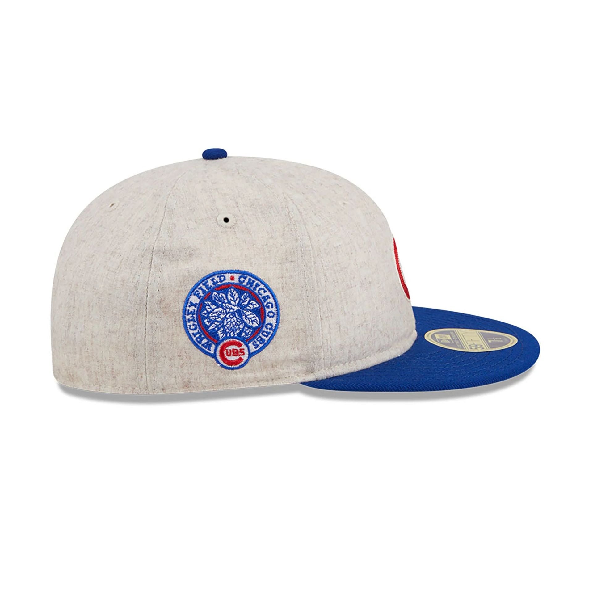 This is a Chicago Cubs Melton Wool Light Beige Retro Crown 59FIFTY Fitted Cap 6