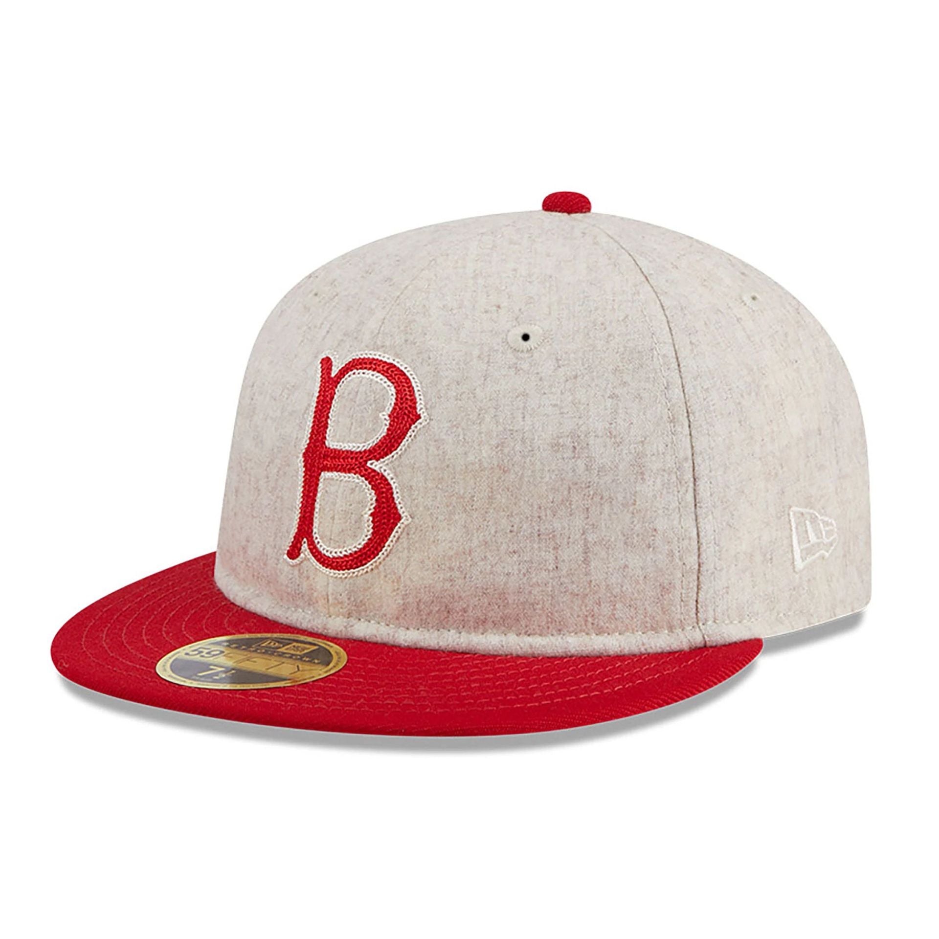 This is a Boston Red Sox Melton Wool Light Beige Retro Crown 59FIFTY Fitted Cap 2